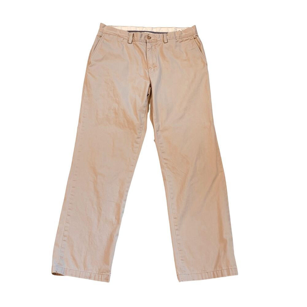Polo Ralph Lauren Pants Mens Sz 34x32 Beige Chino Classic Fit Flat Front Preppy